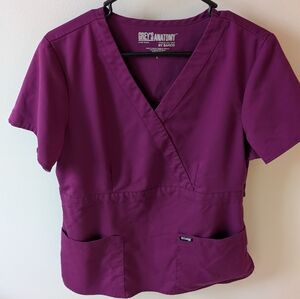 Grey's Anatomy By Barco Maroon Scrub Top. Size Large